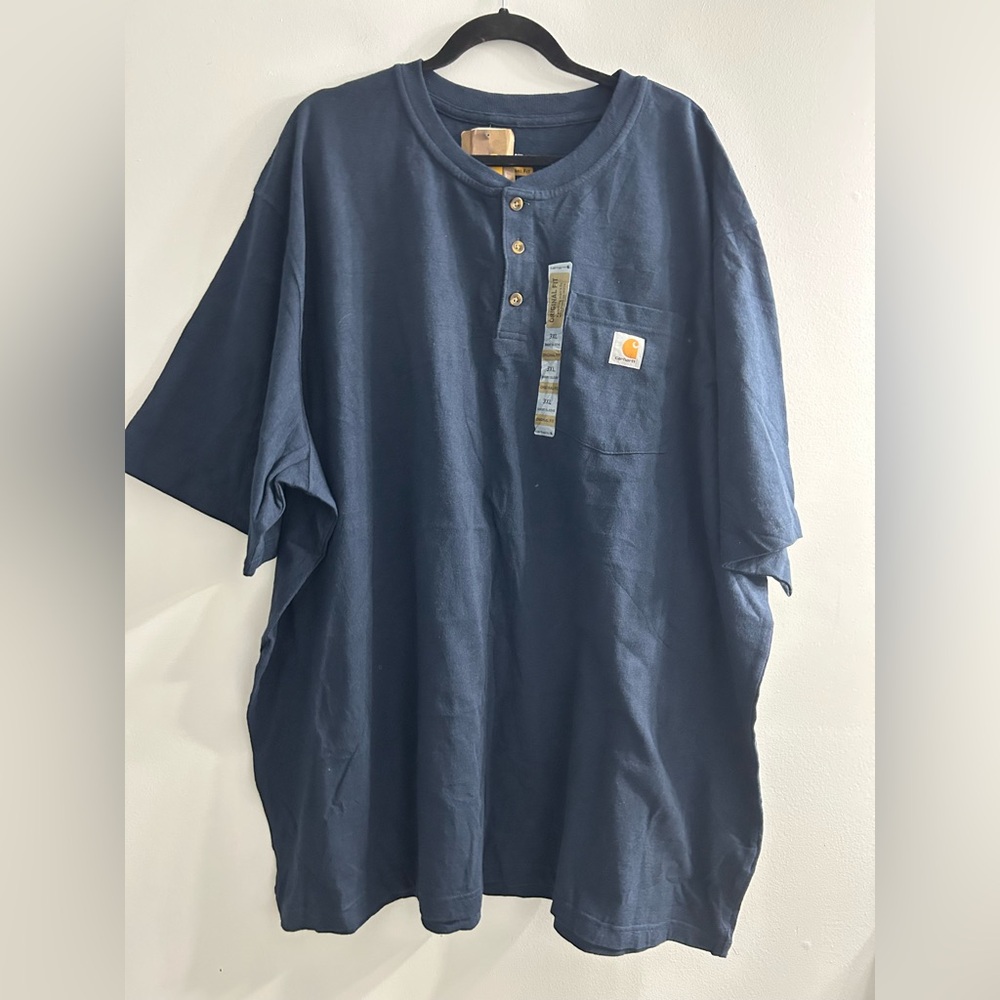 NWT Carhartt mens Workwear Pocket Henley Shirt loose fit navy - Picture 3 of 6